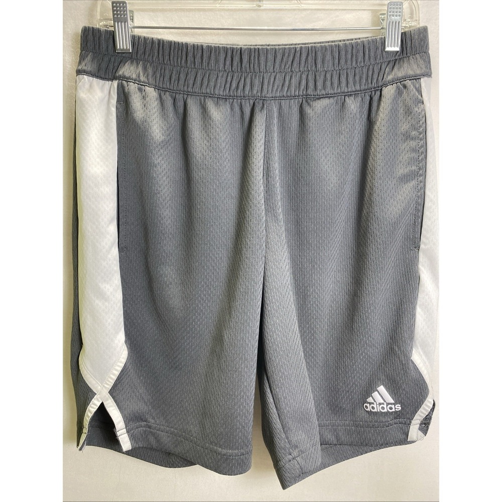 Adidas Golf Mens Gray Mesh Athletic Shorts Size Medium White Stripe Side Pockets